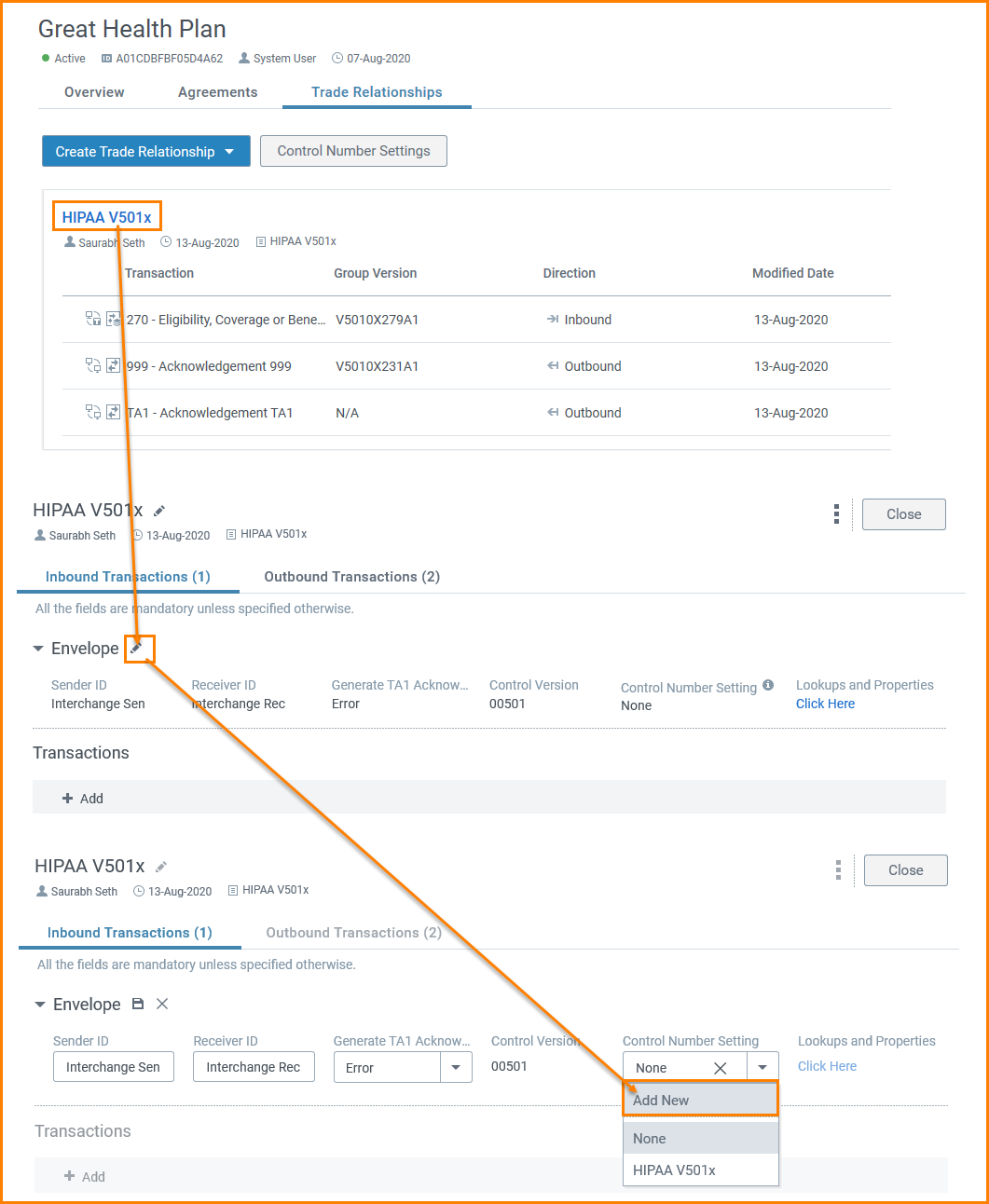 Proposal Control Number Add Control Number Settings